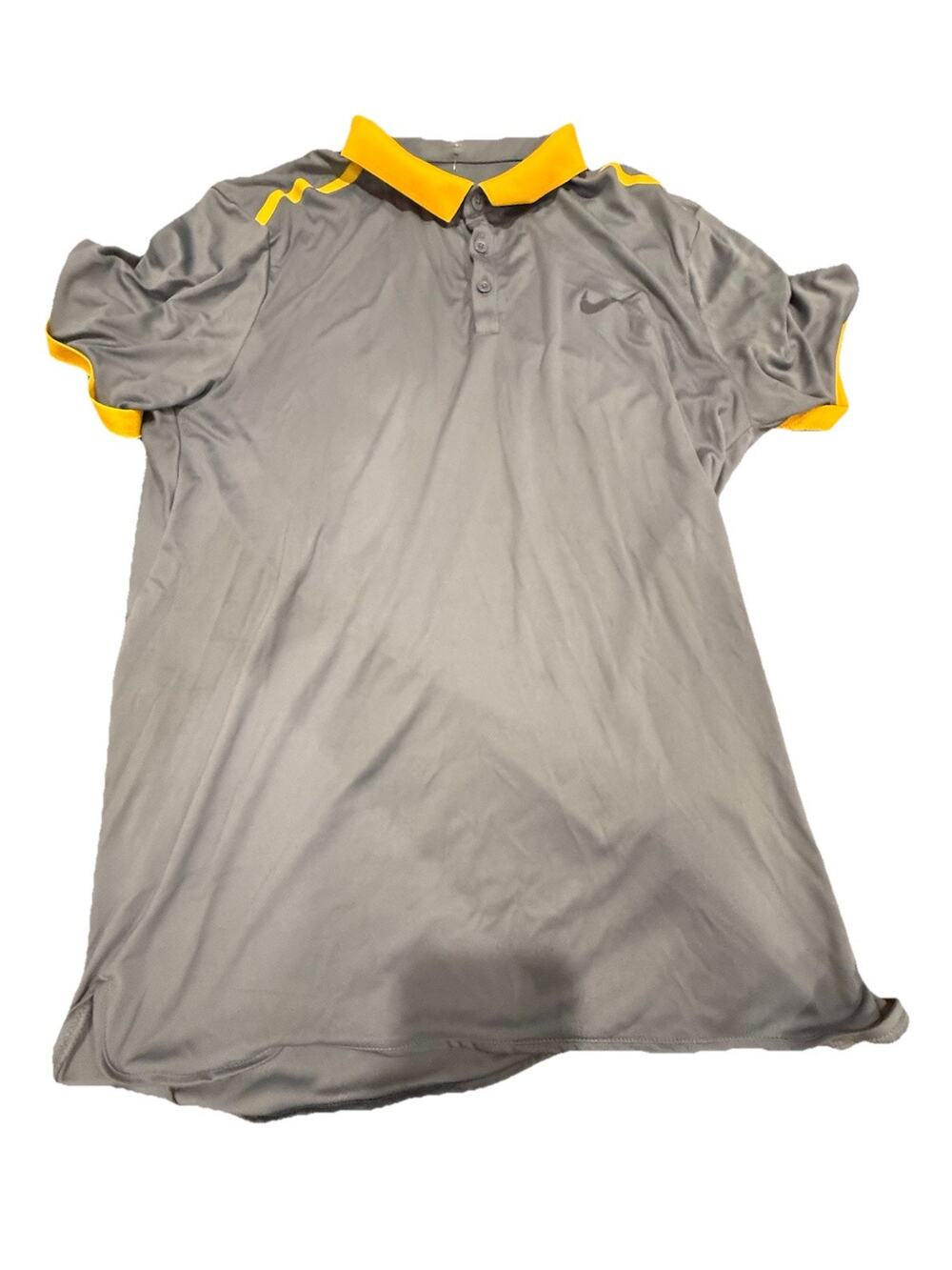 Nike Dri-FIT Polo Shirt Women’s Large Blue Gray Gold Performance Golf Athletic